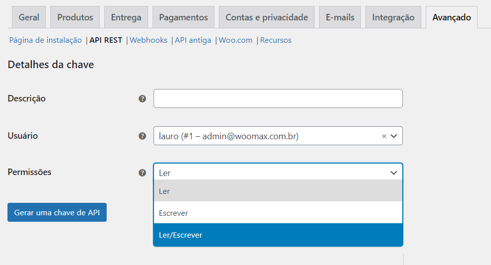 Como configurar o Checkout da Yampi em sua Loja Virtual Woocommerce - Tutorial Completo 2024 4 Criando chaves de Integração com o Woocommerce
