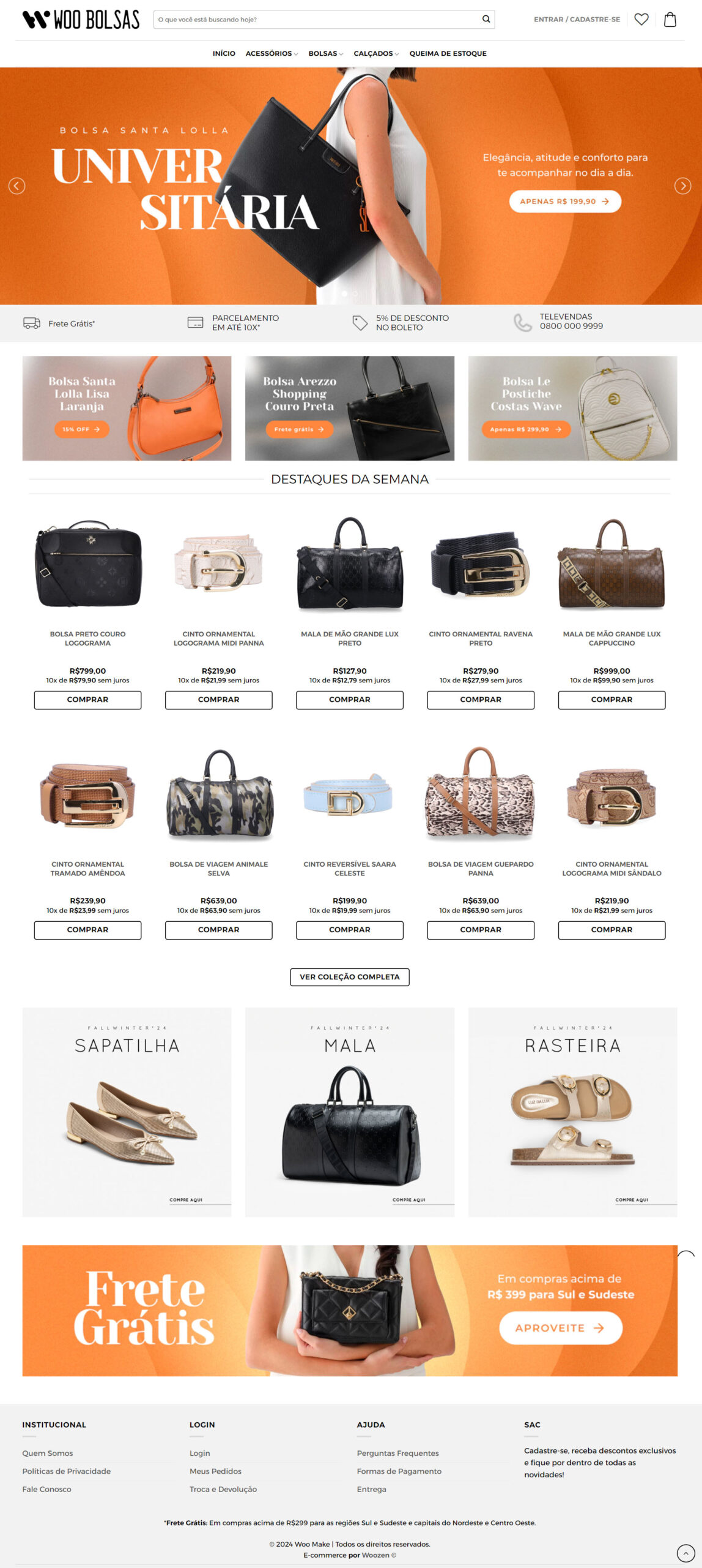 Loja Virtual Pronta para Loja de Bolsas, Sapatos e Acessórios